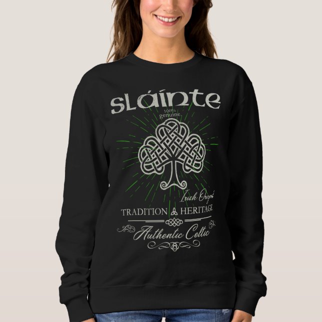 Sweatshirt Sláinte Celtic Knot Tree of Life St Patrick's Day (Devant)