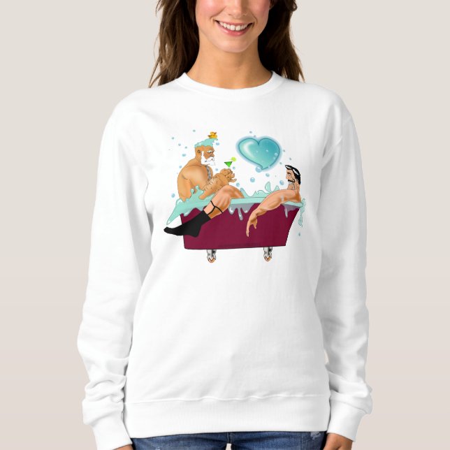 Sweatshirt SlipperyJoe's deux gays hommes aiment la baignoire (Devant)