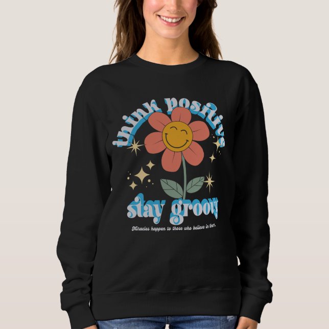 Sweatshirt Slogan Super pour un séjour positif (Devant)