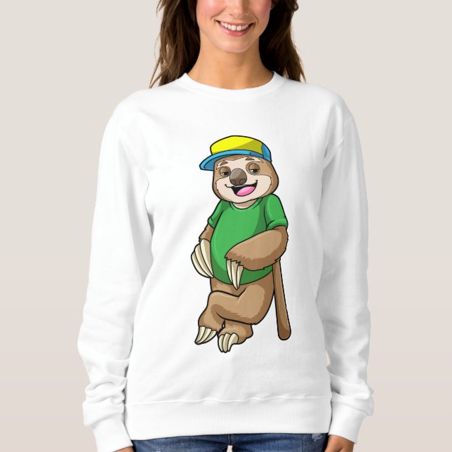 Sweatshirt Sloth au baseball avec batte de baseball (Devant)