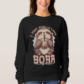 Sweatshirt Sloth Boba Tea Kawaii Bubble Tea Sloth Anime Neko 