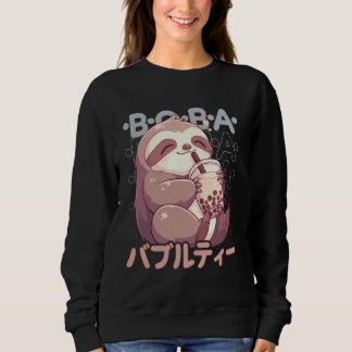 Sweatshirt Sloth Boba Tea Kawaii Bubble Tea Sloth Anime Neko 