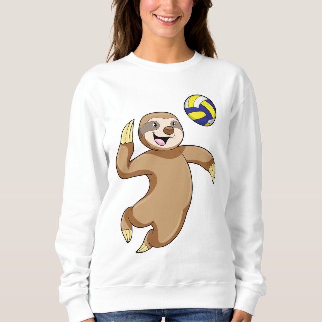 Sweatshirt Sloth comme joueur de volleyball avec volleyball (Devant)