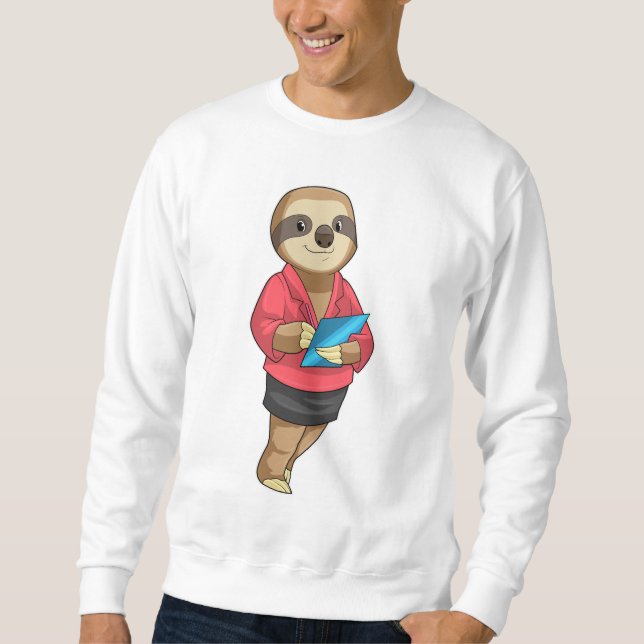 Sweatshirt Sloth en tant que secrétaire avec Bloc-notes (Devant)