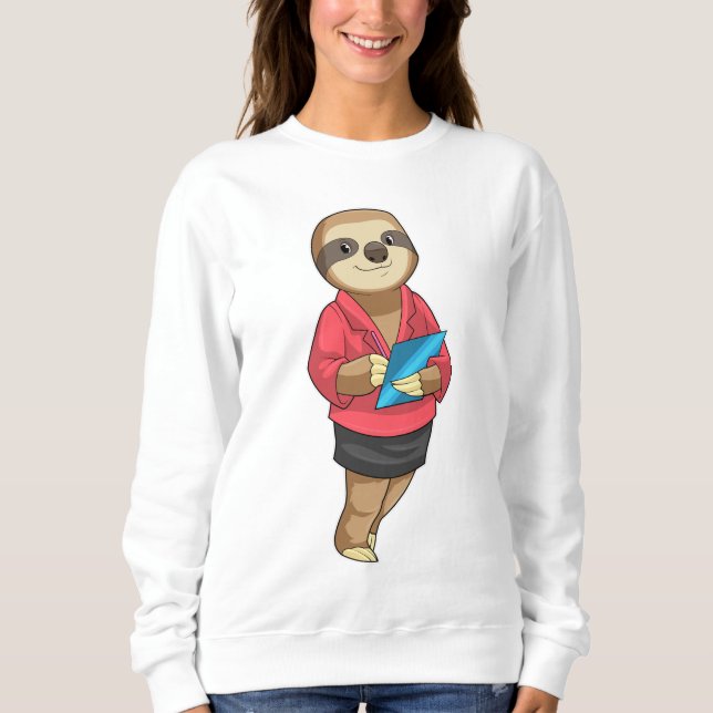 Sweatshirt Sloth en tant que secrétaire avec Bloc-notes (Devant)