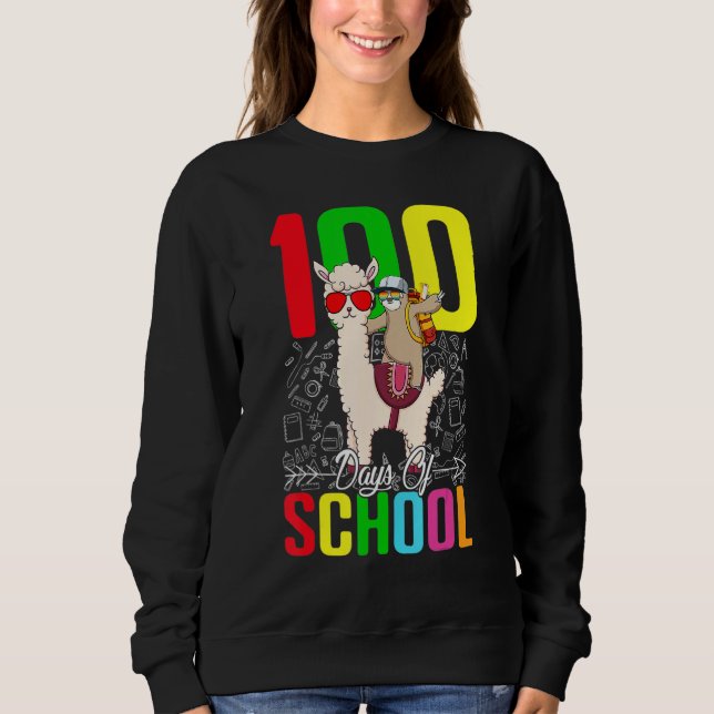 Sweatshirt Sloth Llama 100 Day Of School For Teacher Student  (Devant)