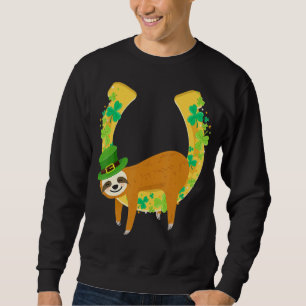 Sweatshirt Sloth Napping sur Leprechaun Horseshoe St Patrick'