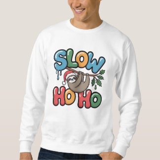 Sweatshirt Slow Ho Ho — Paresseux pendu à une branche de Noël