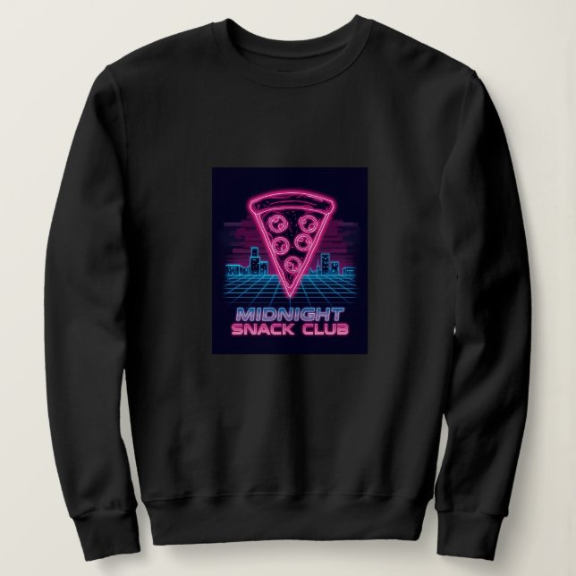 Sweatshirt Snack Club de minuit - Neon Synthwave Pizza Slice (Design devant)