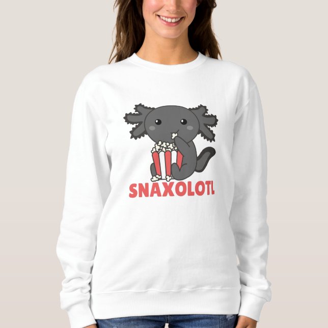 Sweatshirt Snaxolotl Axolotl Amateurs de doux animaux Popcorn (Devant)