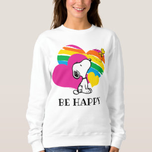 Sweatshirt Snoopy et Woodstock   Coeurs arc-en-ciel