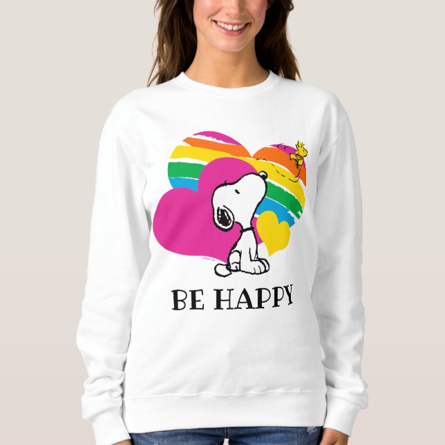 Sweatshirt Snoopy et Woodstock | Coeurs arc-en-ciel (Devant)