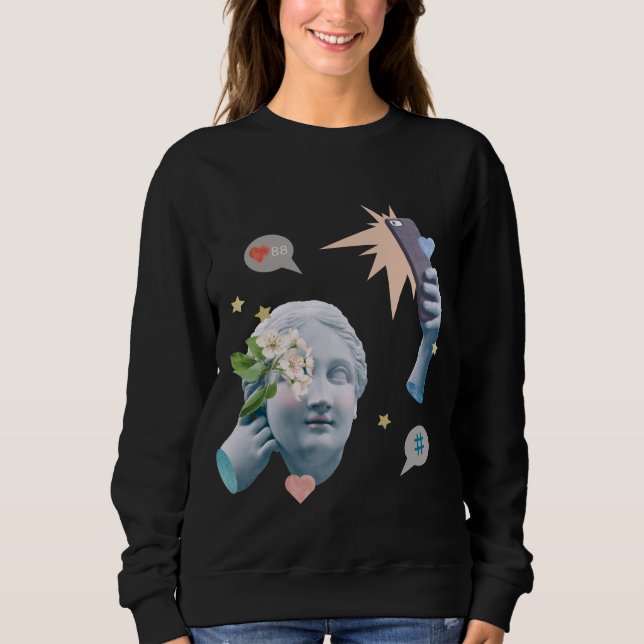 Sweatshirt Social Media Aesthetic Statue Art Collage Shirt (Devant)