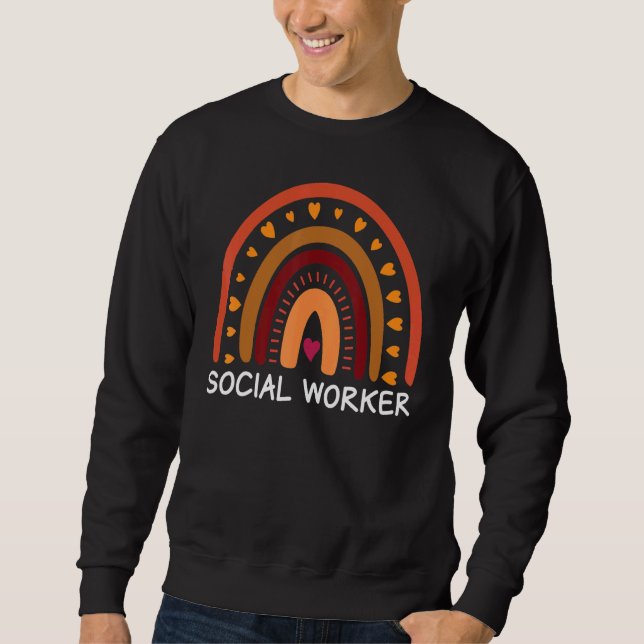 Sweatshirt Social Worker Boho Rainbow Back To School Apprecia (Devant)