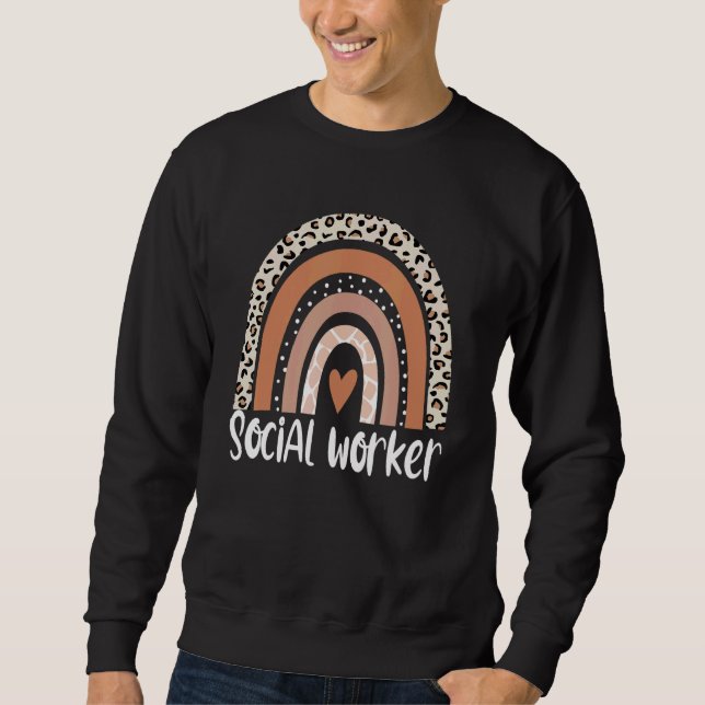 Sweatshirt Social Worker Leopard Rainbow Social Work Apprecia (Devant)