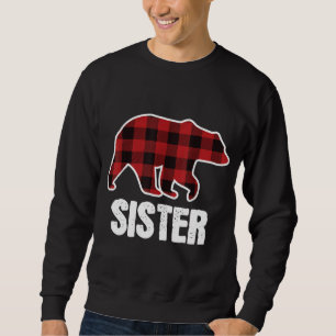 Sweatshirt Soeur Ours Pyjama de Noël Rouge Plaid Buffalo Fam