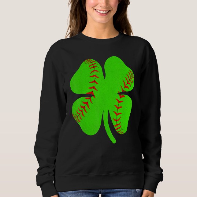 Sweatshirt Softball Shamrock Lucky Clover Irish St Patrick's  (Devant)