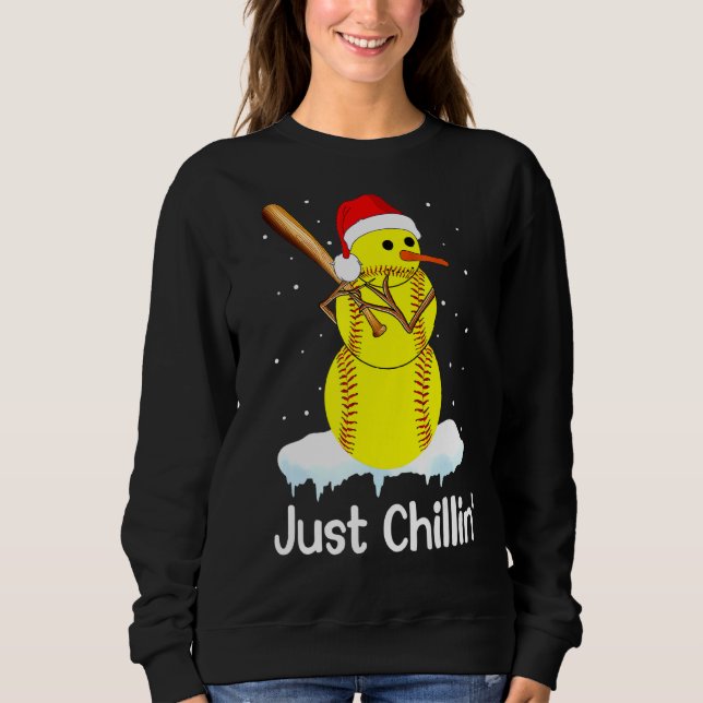 Sweatshirt Softball Snowman Juste Chillin' Christmas Softball (Devant)