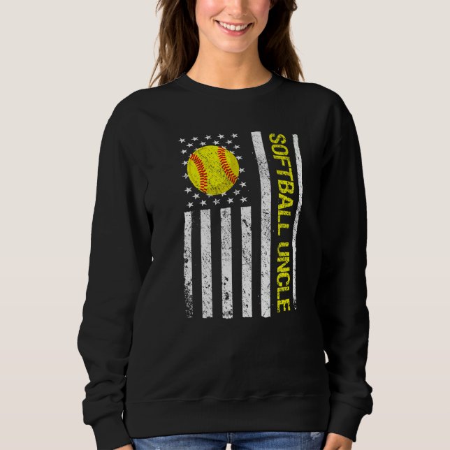 Sweatshirt Softball Uncle American USA Flag (Devant)