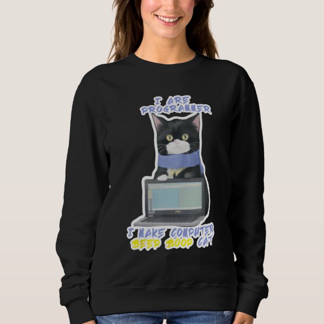 Sweatshirt Software Developer Make Computer Black Cat Program (Devant)