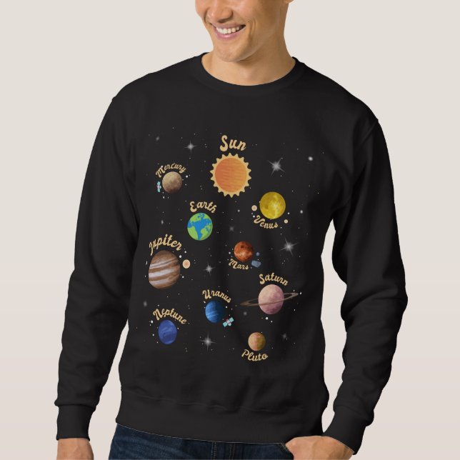 Sweatshirt Solar System Planets Kids Knowledge Outer Space T- (Devant)