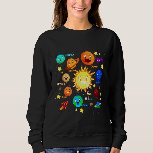 Sweatshirt Solar System Planets Science Space Boys Girls Kids (Devant)
