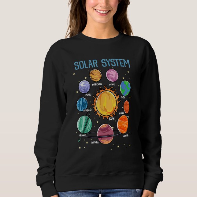 Sweatshirt Solar System Planets Science Space Boys Girls Stem (Devant)