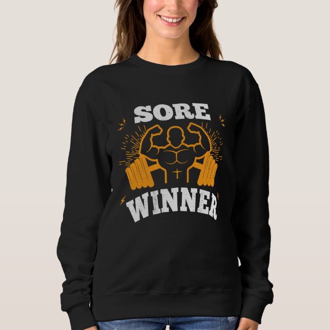 Sweatshirt Sore Winner  Gym Quote Workout Exercise And Fitnes (Devant)