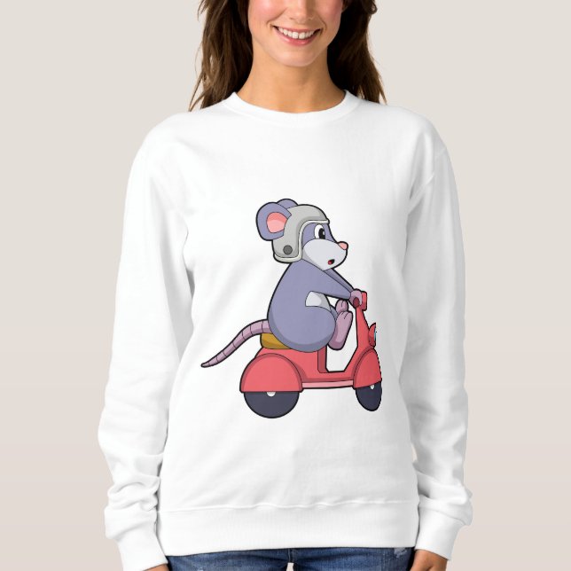 Sweatshirt Souris comme Biker avec Scooter.PNG (Devant)