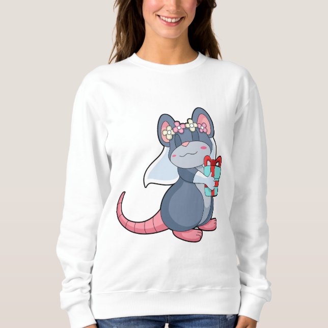 Sweatshirt Souris comme mariée avec voile & cadeau.PNG (Devant)