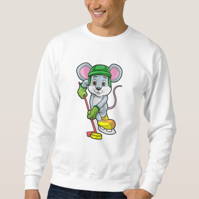 Sweatshirt Souris de hockey sur glace avec bâton de hockey su (Devant)