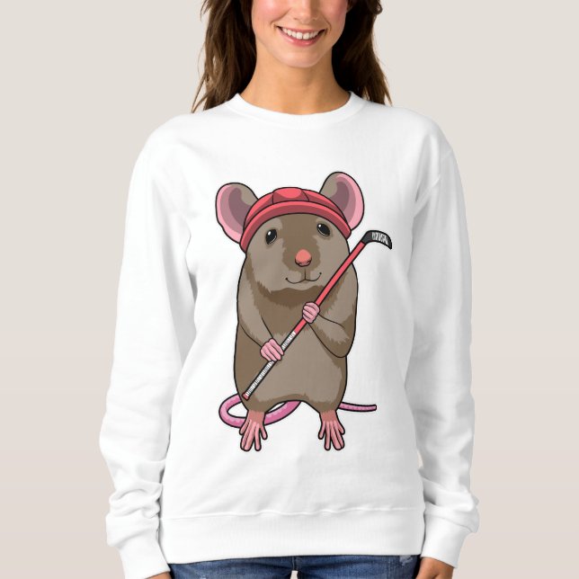 Sweatshirt Souris de hockey sur glace avec bâton de hockey su (Devant)
