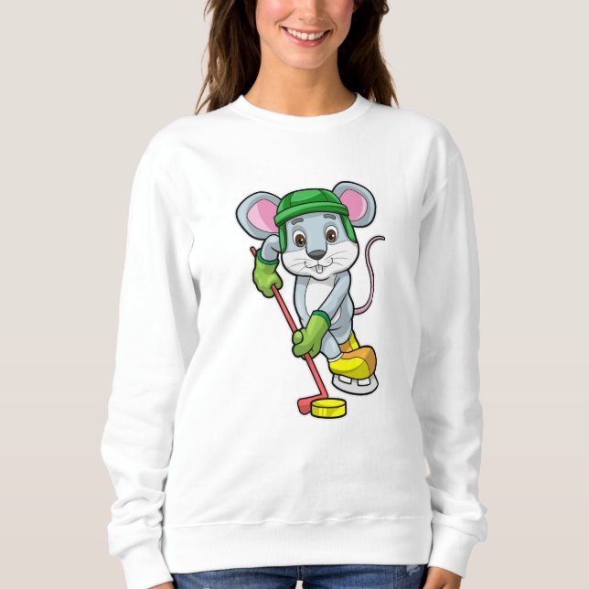 Sweatshirt Souris de hockey sur glace avec bâton de hockey su (Devant)