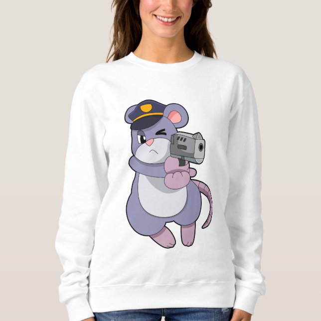 Sweatshirt Souris en tant qu'officier de police avec casquett (Devant)