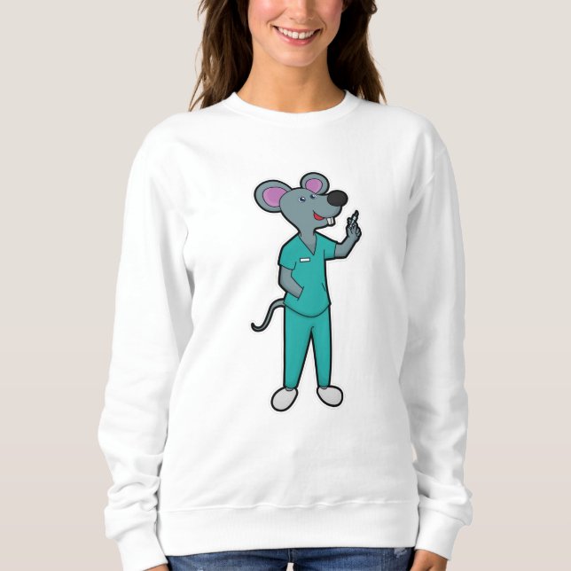 Sweatshirt Souris infirmière à la vaccination avec seringue (Devant)