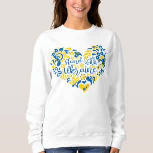 Sweatshirt Soyez avec l'Ukraine lettrage et coeur