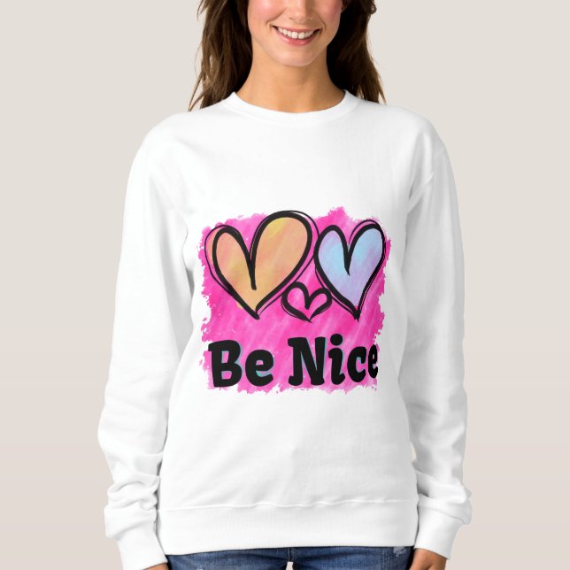 Sweatshirt Soyez de beaux coeurs aquarelles (Devant)