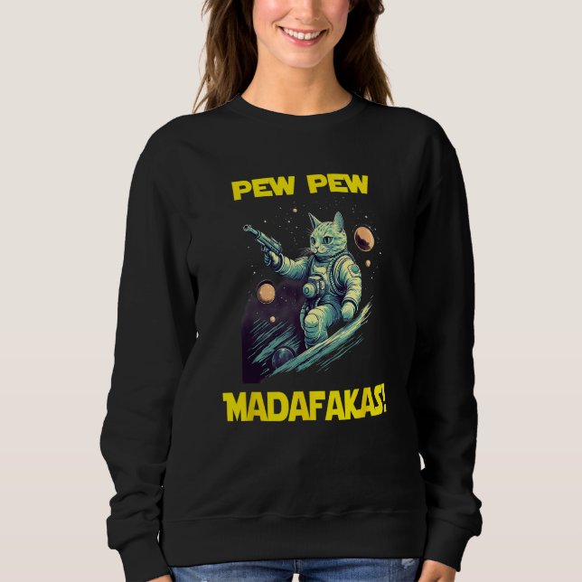 Sweatshirt Space Astronaut Pew Madafakas Nebelung Cat 1 (Devant)