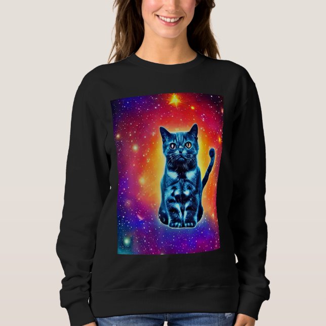 Sweatshirt Space Cat Kitty Kitten In Cat Style 1 (Devant)