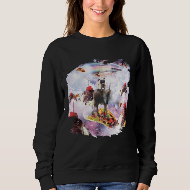 Sweatshirt Space Pug Riding Wolf Ice Cream & Taco (Devant)