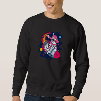 Sweatshirt Space  Xmas Astronaut  Rocket with Santa Claus