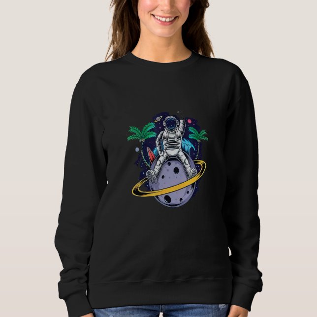 Sweatshirt Spaceman Sunset Beach Vacation Astronaut (Devant)