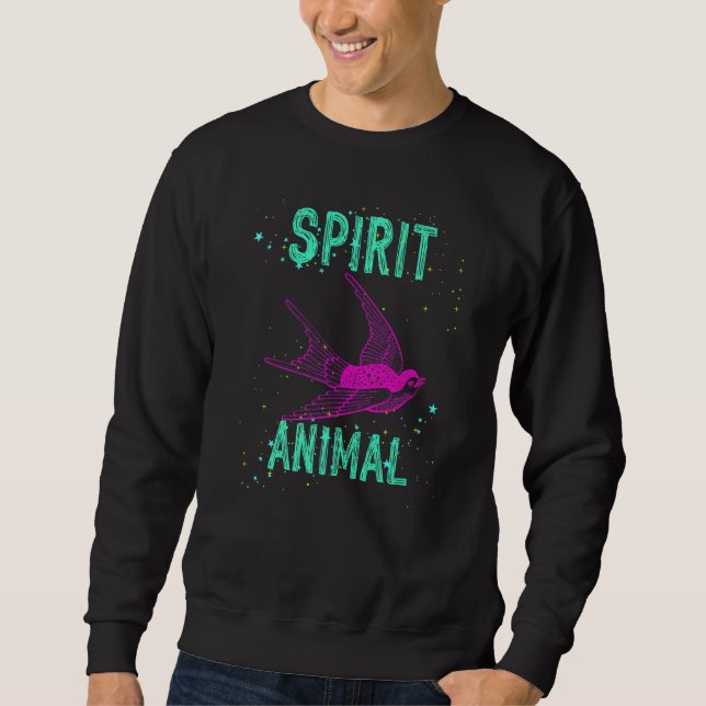 Sweatshirt Spirit Animal Swallow Bird Pink Animals Comfort Cu (Devant)