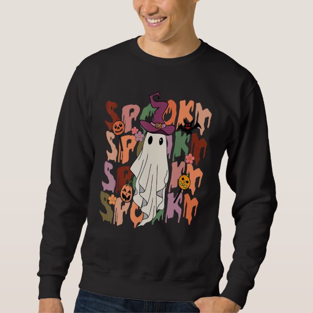 Sweatshirt Spooky Ghost Costume Witch Groovy Vibes Hippie Hal (Devant)