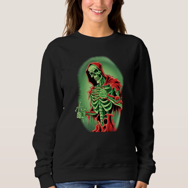 Sweatshirt Spooky Green Skeleton Undead Death Occult Horror (Devant)