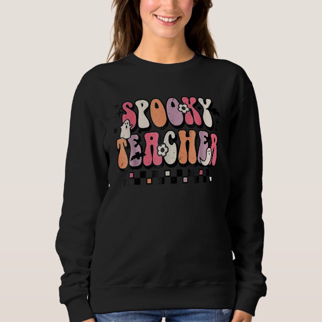 Sweatshirt Spooky Teacher Groovy Halloween Trick Or Teach Tea (Devant)