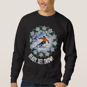 Sweatshirt Sport de ski d'hiver - Prêt, Partez, Neige !