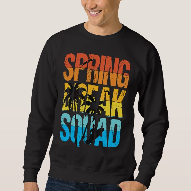 Sweatshirt Spring Break Squad Beach Surfer Palm Tree Artwork (Devant)