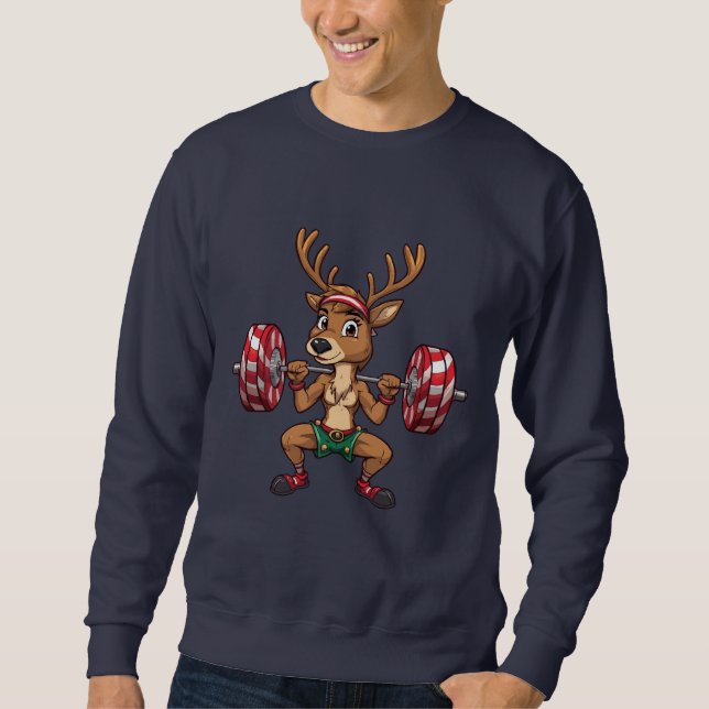 Sweatshirt Squats de renne – T-shirt de gym pun de Noël (Devant)