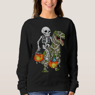 Sweatshirt Squelette d'Halloween à cheval sur une momie Dinos
